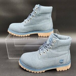 Timberland Blue Denim Canvas Boots Boys 5‎ Women 6.5 Rugged Workwear A1VHV